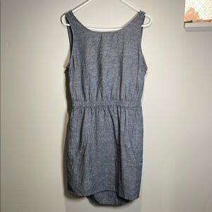 GAP Blue Gray Scoop Neck Sundress Casual Linen and Cotton Blend